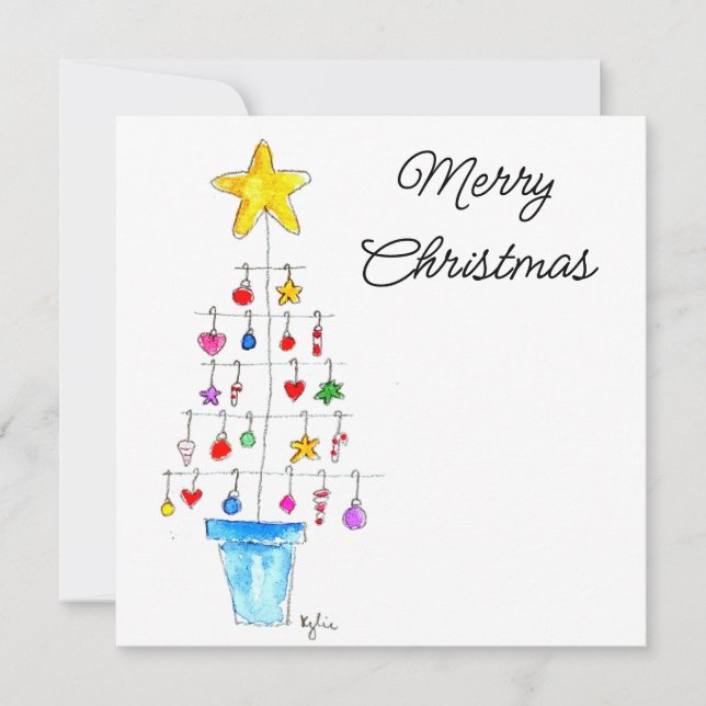 Merry and Bright Tree Julkort (Framsida)