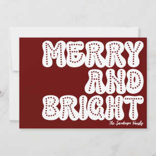 Merry and Bright Trendig Retro White Mörk Red Julkort
