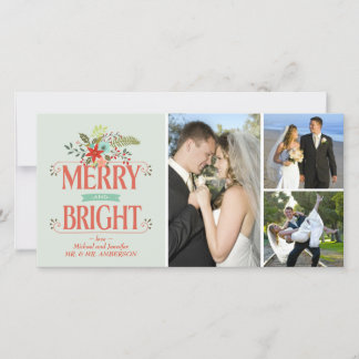 Merry and Bright Vintage Land Blommigt Collage Julkort