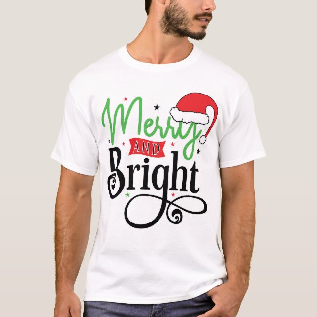 Merry and Bright Women jul T shirt, Manar Tee (Framsida)