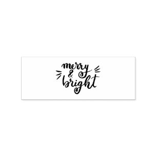 Merry and bright Wood Art Frimärke Stämpel