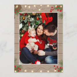 Merry and Bright Wooden texture Family 2 Photo Julkort