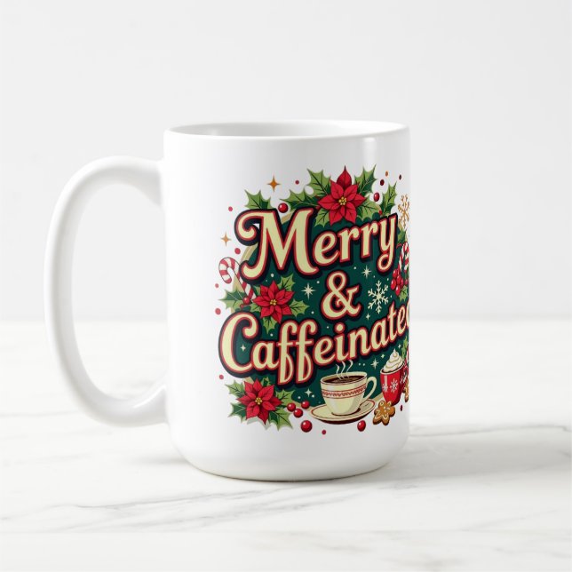 Merry and caffeinated poinsettia  kaffemugg (Vänster)