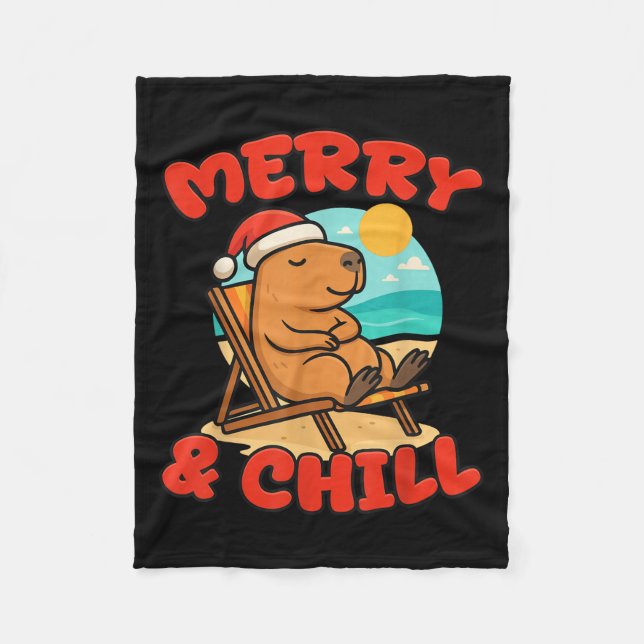 Merry And Chill Capybara _ Funny Cute Capybara San Fleecefilt (Framsidan)