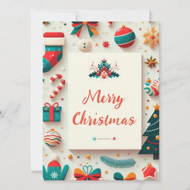 Merry and colorful Christmas card! Kort (Framsida)