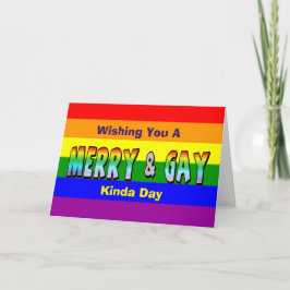 Merry and Gay HBT Rainbow Greeting Card Kort