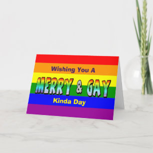 Merry and Gay HBT Rainbow Greeting Card Kort