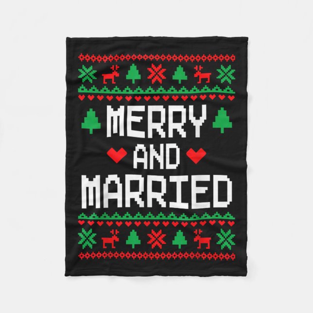Merry And Married Couples Matching Ugly Christmas  Fleecefilt (Framsidan)