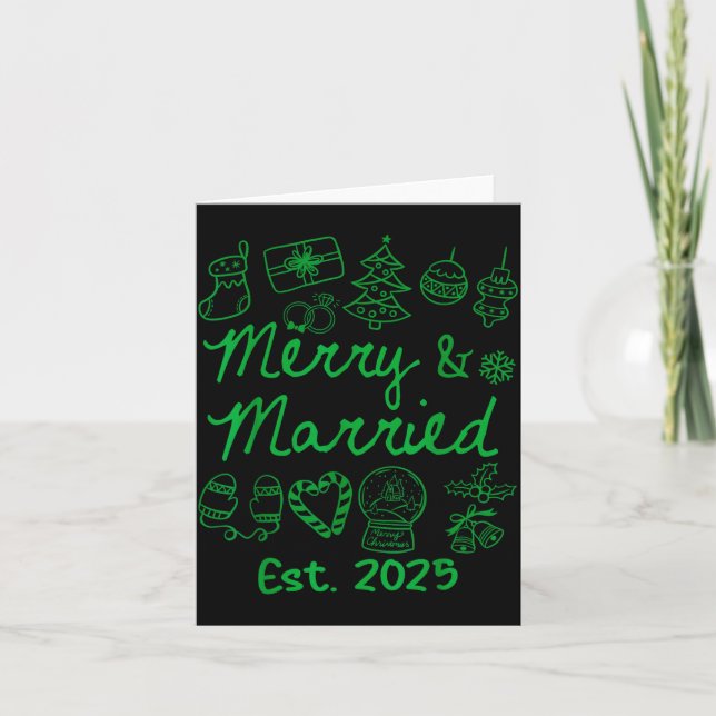 Merry And Married Est 2025 Christmas Couples Match Kort (Framsida)