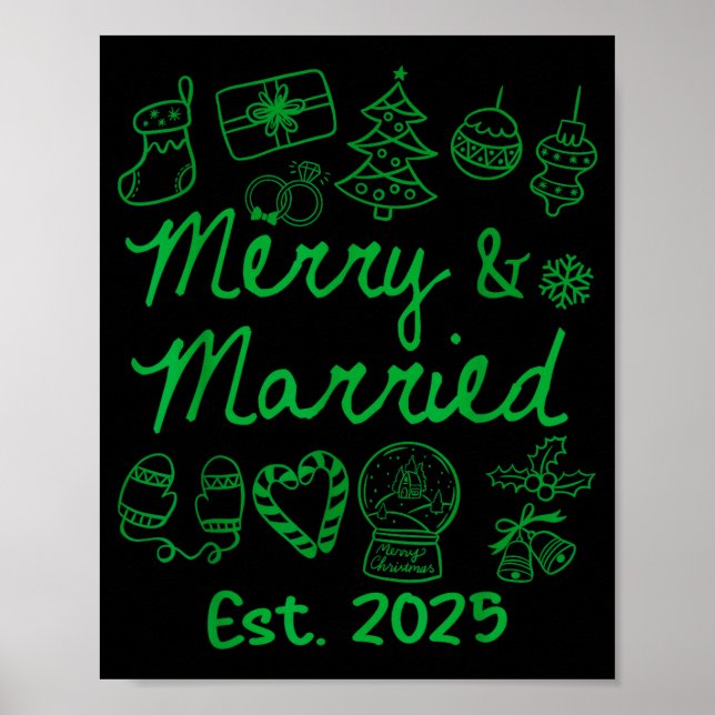 Merry And Married Est 2025 Christmas Couples Match Poster (Framsidan)