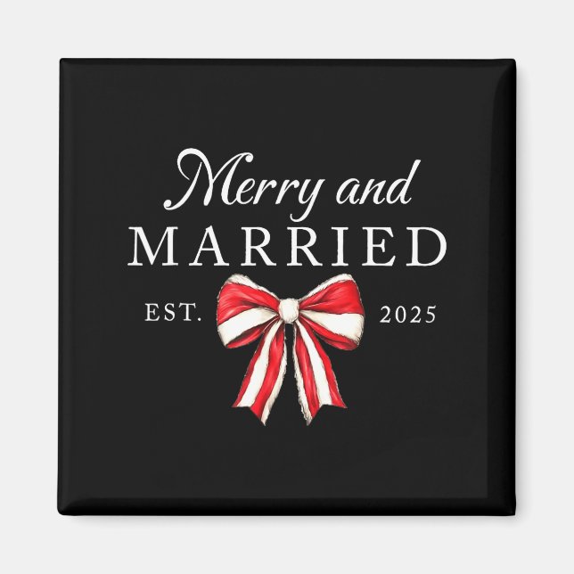 Merry And Married Est 2025 Coquette Couple Matchin Magnet (Framsidan)