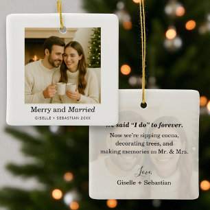 Merry and Married First jul Photo Keepsak Julgransprydnad Keramik