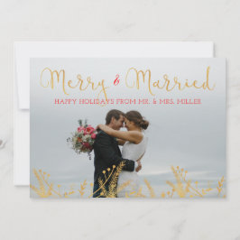 Merry and Married Guld Red-julkort Helgdag Card Julkort