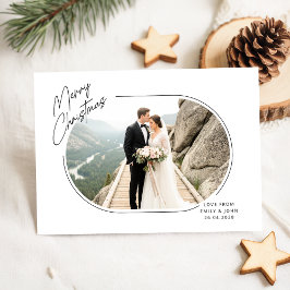 Merry And Married Newlywed Couple Photo Christmas Julkort