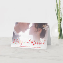 Merry and Married Red Newlyed Elegant Helgkort
