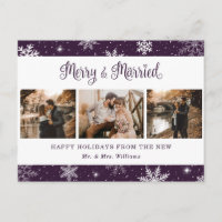 Merry and Married Snowflake Lila Photo Collage