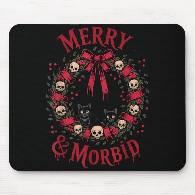 Merry And Morbid Christmas Funny Cute Cats Goth Cr Musmatta (Framsidan)