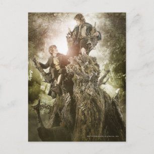 Merry and Peregrin on Treebeard Vykort