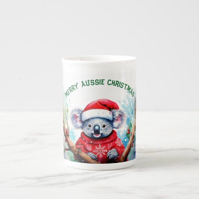 Merry Aussie jul Koala Benporslin Mugg (Framsidan)
