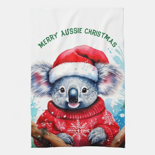 Merry Aussie jul Koala Kökshandduk (Vertikal)