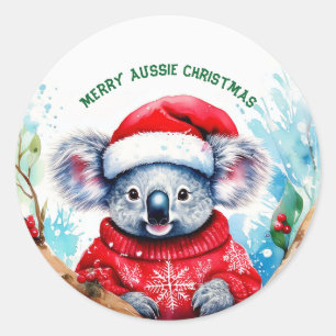 Merry Aussie jul Koala Runt Klistermärke