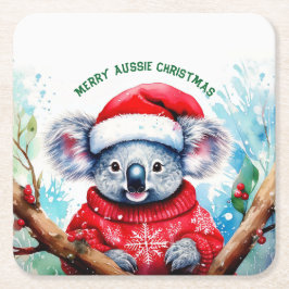 Merry Aussie jul Koala Underlägg Papper Kvadrat