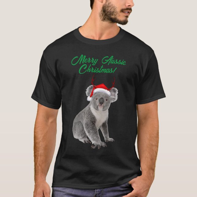 Merry Aussie jul- och Koala-björn T Shirt (Framsida)