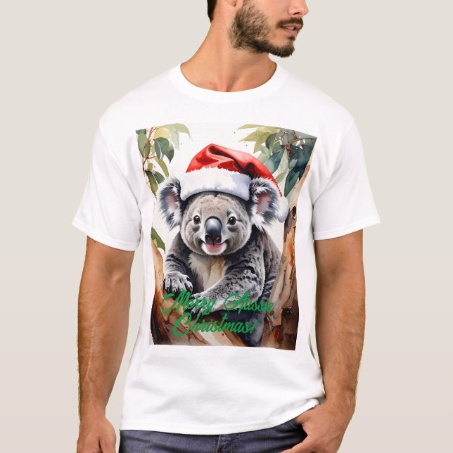 Merry Aussie jul- och Koala-björn T Shirt (Framsida)