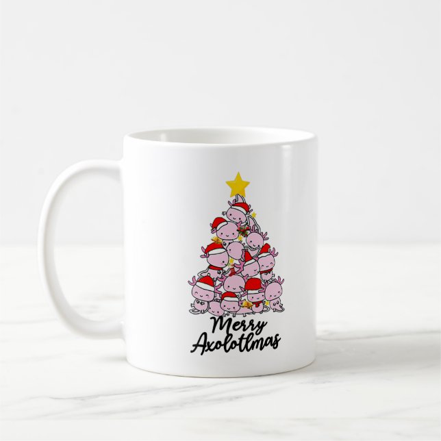 Merry Axolotlmas Axolotl Julgran Merry Chri Kaffemugg (Vänster)