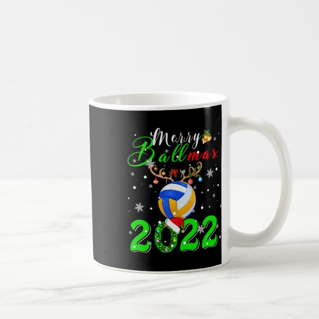 Merry Ballmas 2022 Julafton Santa Reindeer Volleyb Kaffemugg (Höger)