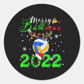 Merry Ballmas 2022 Julafton Santa Reindeer Volleyb Runt Klistermärke