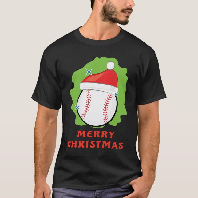 Merry Baseball-jul - roligt T Shirt (Framsida)
