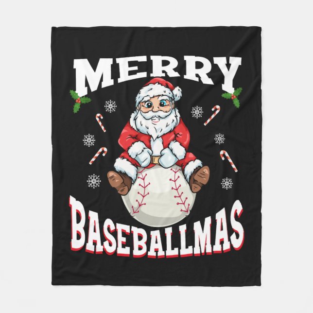 Merry Baseballmas Den nya jultomten Fleecefilt (Framsidan)