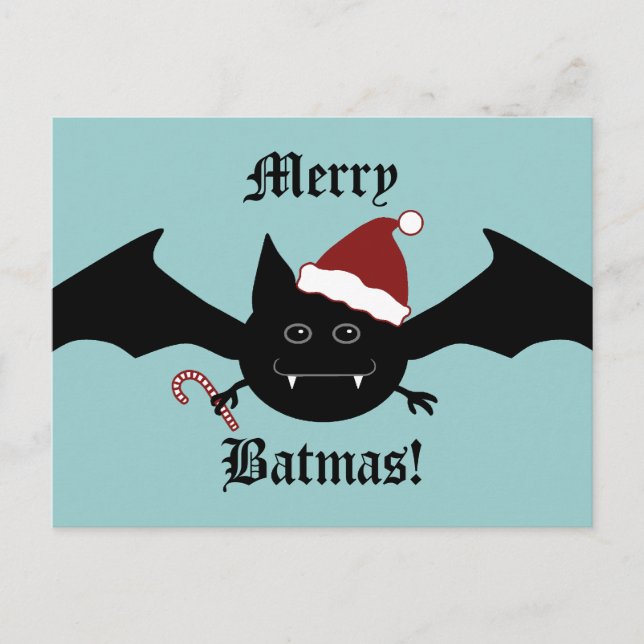 Merry Batmas fånig Gothic fladdermus jul Helg Vykort (Framsida)