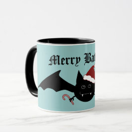Merry Batmas fånig Gothic fladdermus om blått Mugg