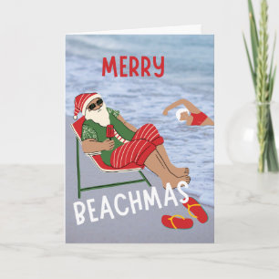 Merry Beachmas Santa på Beach-julen Kort