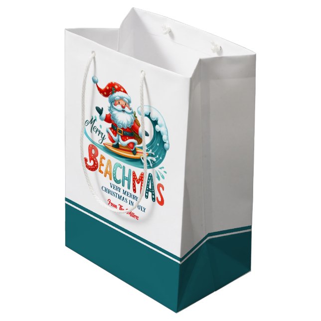 Merry Beachmas Santa Surfing Retro Design 2 (Baksidan Vinklad)