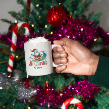 Merry Beachmas Santa Surfing Retro Design