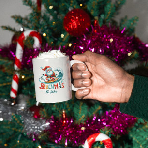 Merry Beachmas Santa Surfing Retro Design Kaffemugg