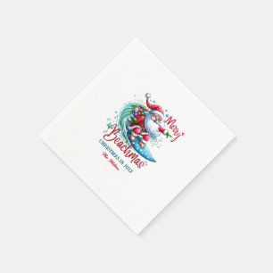 Merry Beachmas Santa Surfing Retro Design Pappersservett