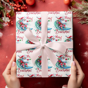 Merry Beachmas Santa Surfing Retro Design Presentpapper