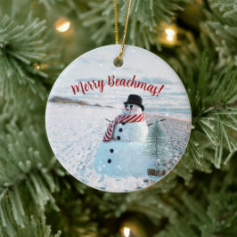 Merry Beachmas Snowy Sandy Snögubbe - Julgransprydnad Keramik