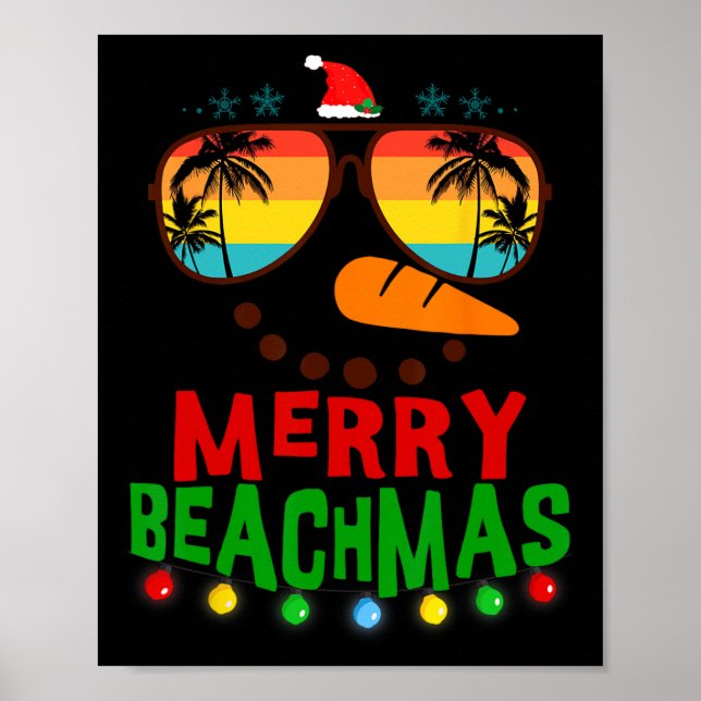 Merry Beachmas Tropical jul Hawaii Snögubbe B Poster (Framsidan)