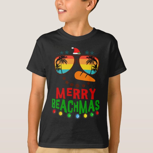 Merry Beachmas Tropical jul Hawaii Snögubbe B T Shirt (Framsida)
