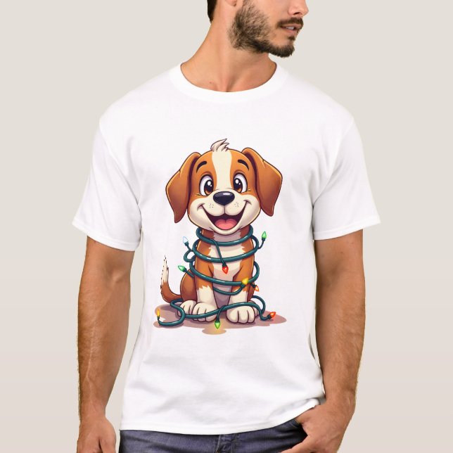 Merry Beagle Lights T Shirt (Framsida)