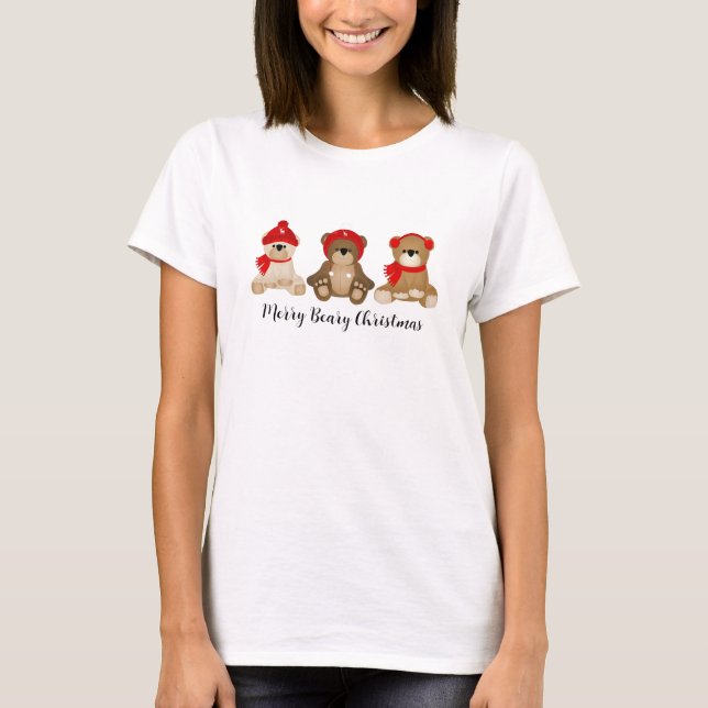 Merry Beary jul jul Bears Winter T Shirt (Framsida)