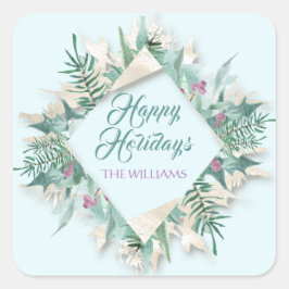 Merry Belly Glad helg Blue Mint Fyrkantigt Klistermärke