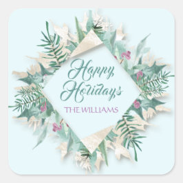 Merry Belly Glad helg Blue Mint Fyrkantigt Klistermärke