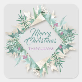 Merry Belly Glad helg Diamond Grått Fyrkantigt Klistermärke