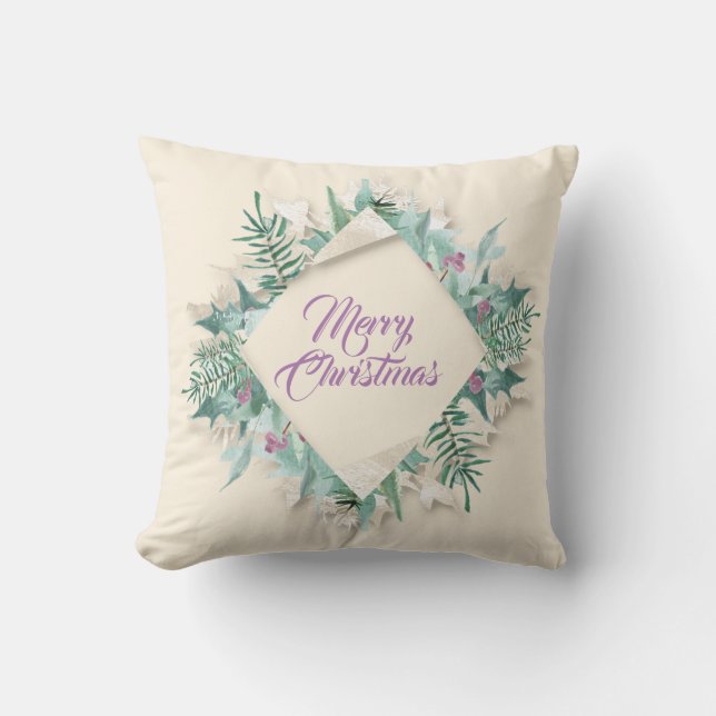 Merry Belly-Helgdagar Lavender Mint Teal Kudde (Framsida)